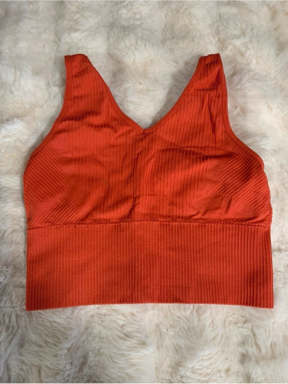Pro Fit medium orange ribbed athletic gym top 722